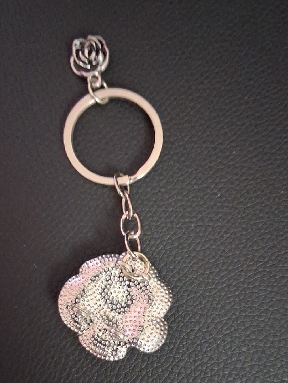 Silver Floral Crystal Keyring - Picture 4 of 4